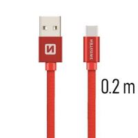 Swissten TEXTILE USB/USB-C 0,2M RED