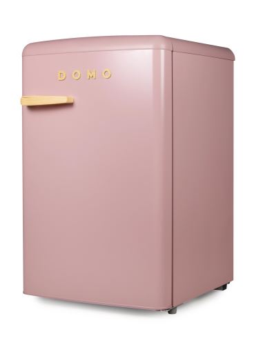 Retro mrazák - růžový s dekorací dřeva - DOMO DO91776R, Objem mrazáku: 80 l *, Třída: C, (š x h x v): 54 x 62 x 87,5 cm