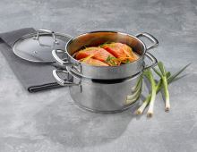 KELA Hrnec napařovací s poklicí nerez 18/10 FLAVORIA 20 cm sada 3 ks KL-10190 (1)