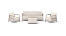 Zahradní nábytek Keter Scandi set třísedadlová pohovka + 2 křesla + úložný stůl béžovo šedý Zahradní nábytek Keter Scandi set třísedadlová pohovka + 2 křesla + úložný stůl béžovo šedý