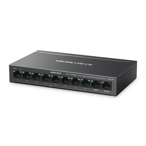 Switch TP-Link Mercusys MS110CP 2x GLAN, 8x LAN s PoE+, 65W