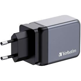 GaN adapt.2xUSB-C 65W/USB-A 3.0 VERBATIM