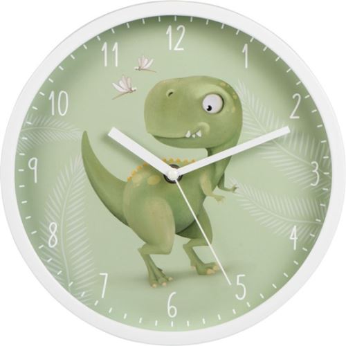 Hodiny Hama Happy Dino, dětské nástěnné, průměr 25 cm, tichý chod