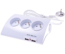 Kabel PremiumCord prodlužovací přívod 230 V 1,5 m, 5 zásuvek + vypínač + 2 x USB 2A (1)