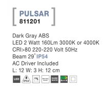 Svítidlo Nova Luce PULSAR STEP GREY 4 schodišťové, IP 54, 2 W (3)
