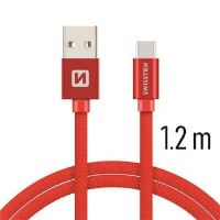 Swissten TEXTILE USB/USB-C 1,2M RED