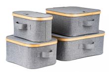 Úložný box G21 40 x 30 x 15 cm, bambusový s víkem, šedý (10)
