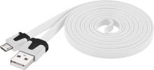 Kabel micro USB 2.0, A-B 2 m, plochý PVC kabel, bílý Kabel micro USB 2.0, A-B 2 m, plochý PVC kabel, bílý