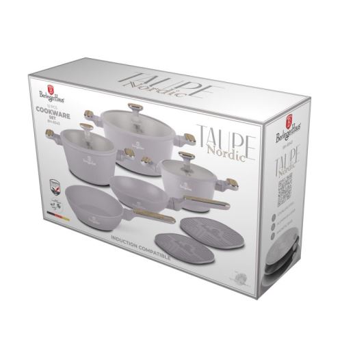 BERLINGERHAUS Sada nádobí s titanovým povrchem 10 ks Taupe Nordic Collection BH-8343