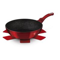 BERLINGERHAUS Pánev WOK s mramorovým povrchem 30 cm Burgundy Metallic Line BH-6166 (1)