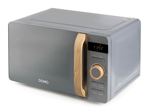 Mikrovlnná trouba - šedá - WOOD YOU - DOMO DO3420, Objem: 20 l, Talíř: 25,5 cm, Výkon: 700 W