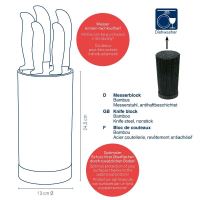 Sada nožů ve stojanu Acida bambus černý 24,5cm 13,0cm (2)