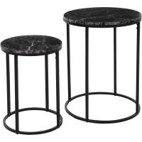 HOMESTYLING Servírovací stolky kulaté sada 2 ks černý mramor KO-NB1510000 (1)