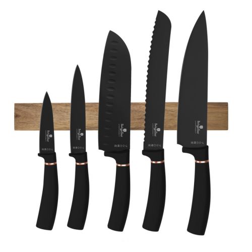 Sada nožů Berlingerhaus s magnetickým držákem 6 ks Black Rose Collection