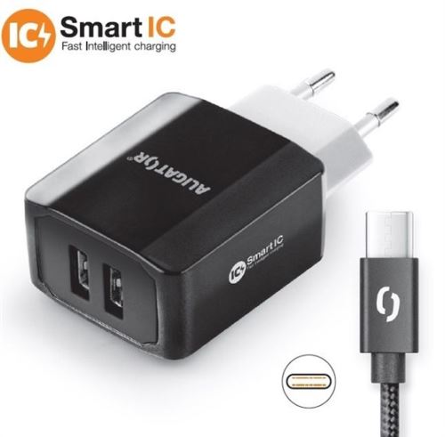ALI CN 3,4A,2xUSB,USB-C,černá CHS0004
