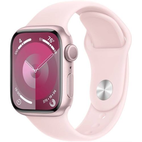 Hodinky Apple Watch Series 9 GPS, 45mm Pink Aluminium Case with Light Pink Sport Band - S/M