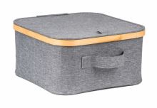Úložný box G21 30 x 30 x 15 cm, bambusový s víkem, šedý (18)