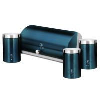 Chlebník a sada dóz 4 ks Aquamarine Metallic Line (1)