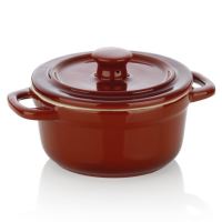 KELA Servírovací a zapékací mísa Malin keramická červená s poklicí 9,5cm 14,0cm KL-11839 (5)