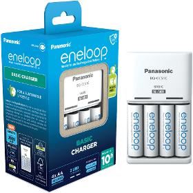 Panasonic Eneloop Basic Charger + 4x Panasonic Eneloop 1900mAh K-KJ51MCC40E