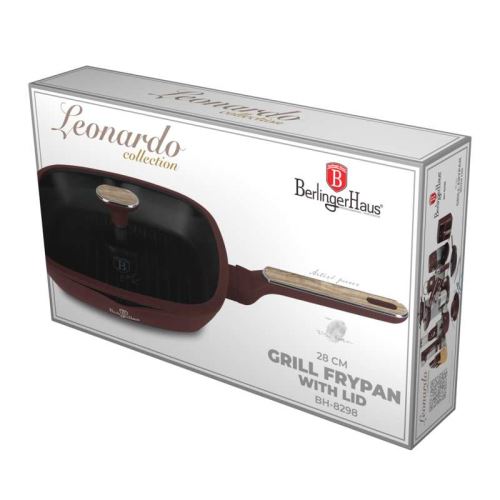 BERLINGERHAUS Grilovací pánev s titanovým povrchem a poklicí 28 cm Leonardo Nordic Collection BH-8298