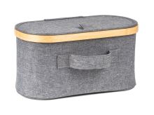 Úložný box G21 30 x 15 x 15 cm, bambusový s víkem, šedý