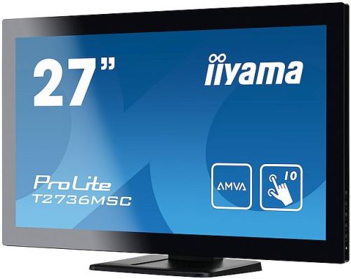Dotykový monitor IIYAMA ProLite T2736MSC-B1, 27" AMVA LED, PCAP, 4ms, 255cd/m2, USB, VGA/HDMI/DP, ZB, černý