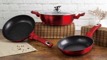 BERLINGERHAUS Pekáč kulatý s mramorovým povrchem a poklicí  28 cm Burgundy Metallic Line BH-1263 (10)