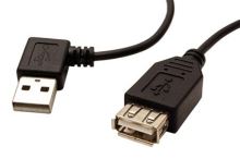 Kabel USB 2.0 A-A 15 cm prodlužovací, lomený vlevo, černý Kabel USB 2.0 A-A 15 cm prodlužovací, lomený vlevo, černý