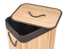 Koš na prádlo G21 72 l, bambusový s hnědým košem (5)