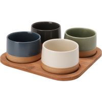 EXCELLENT HOUSEWARE Sada misek na pochutiny servírovací s prkénkem 4 ks KO-210001090 (1)