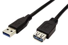 Kabel USB 3.0 A-A 3m A(M)-A(F) prodlužovací, černý Kabel USB 3.0 A-A 3m A(M)-A(F) prodlužovací, černý