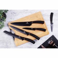 Sada nožů Berlingerhaus s nepřilnavým povrchem + prkénko 6 ks Black Rose Collection BH-2550 (2)