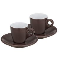 KELA Hrnek na espresso s podšálkem sada 4 ks MATTIA čokoládová KL-12755 (3)