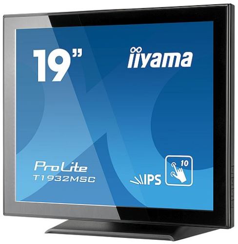 Dotykový monitor IIYAMA ProLite T1932MSC-B5AG, 19" IPS LED, PCAP, 14ms, 215cd/m2, USB, VGA/HDMI/DP, matný, ZB, černý