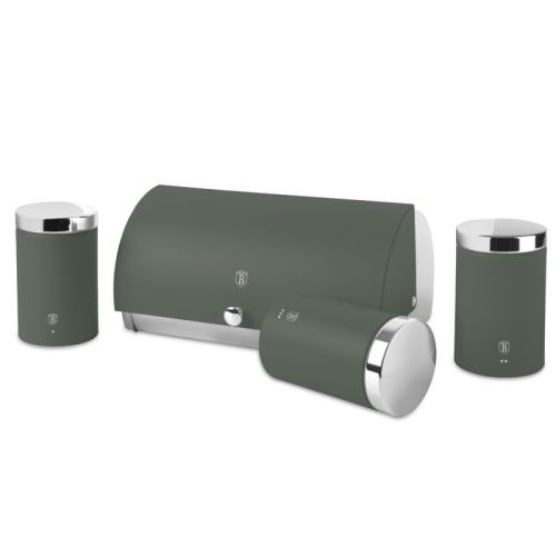 BERLINGERHAUS Chlebník a sada dóz na potraviny 4 ks Matte Green Collection BH-6833