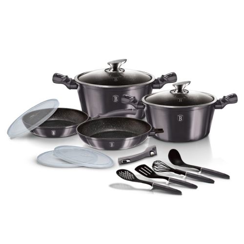 BERLINGERHAUS Sada nádobí s mramorovým povrchem 13 ks Carbon PRO Line