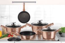 BERLINGERHAUS Pánev hluboká s mramorovým povrchem a poklicí 28 cm Rosegold Metallic Line BH-1518 (6)