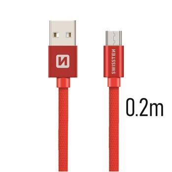 Swissten TEXTILE USB/MICRO USB 0,2M RED
