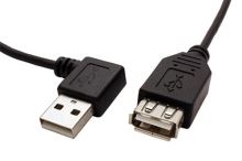 Kabel USB 2.0 A-A 30 cm prodlužovací, lomený vpravo, černý Kabel USB 2.0 A-A 30 cm prodlužovací, lomený vpravo, černý