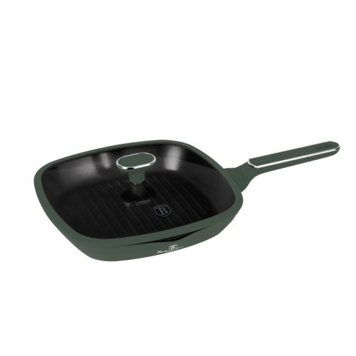 BERLINGERHAUS Pánev grilovací s titanovým povrchem a poklicí 28 cm Matte Green Collection BH-8162