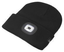LED čelovka Cattara čepice BLACK s LED svítilnou USB nabíjení (1)