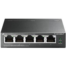 Switch TP-Link TL-SG1005LP 5x GLAN, 4xPoE+, 41W, dosah 250m, kov