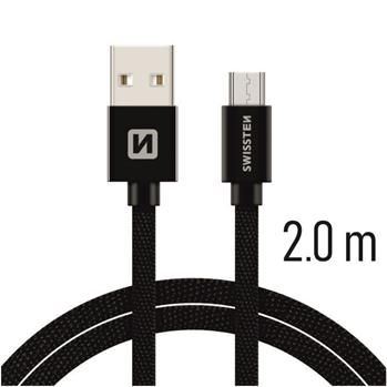 Swissten TEXTILE USB/MICRO USB 2,0M BLK