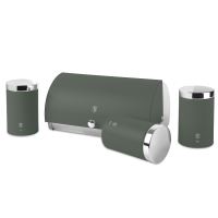 BERLINGERHAUS Chlebník a sada dóz na potraviny 4 ks Matte Green Collection BH-6833 (1)