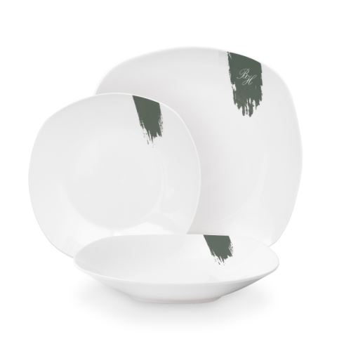 BERLINGERHAUS Jídelní sada talířů 18 ks Matte Green Collection bílá-zelená BH-10205