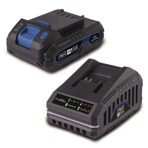 20 V set nabíječky 2,4 A a lithium-iontové baterie 2 Ah Scheppach SBSK2.0