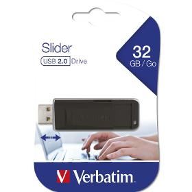 32GB USB Flash 2.0 SLIDER Black VERBATIM